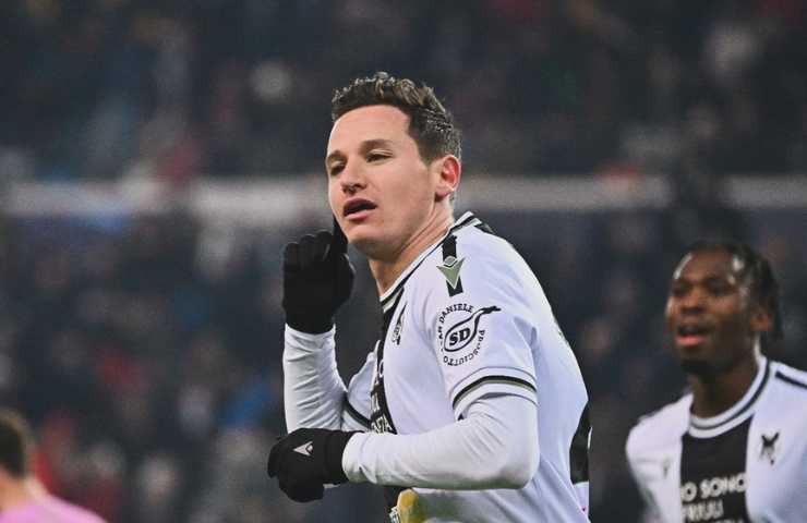 Florian Thauvin con la maglia dell'Udinese